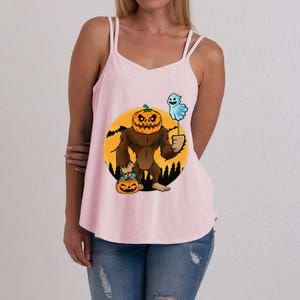 Bigfoot Halloween Pumpkin Head Sasquatch Candy Bucket Women's Strappy Tank