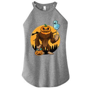 Bigfoot Halloween Pumpkin Head Sasquatch Candy Bucket Women's Perfect Tri Rocker Tank