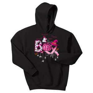 Boo Halloween Pumpkin Pink_ Ribbon Witch Breast Cancer Kids Hoodie