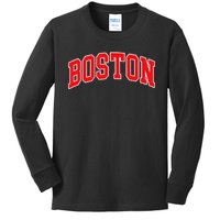 Boston Hometown Pride Throwback Design Print Classic Kids Long Sleeve Shirt