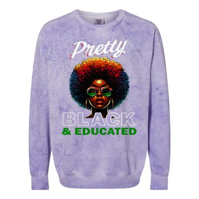 Black History Pretty Black And Educated Colorblast Crewneck Sweatshirt