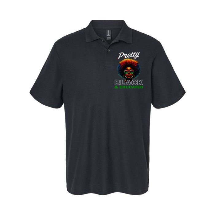 Black History Pretty Black And Educated Softstyle Adult Sport Polo