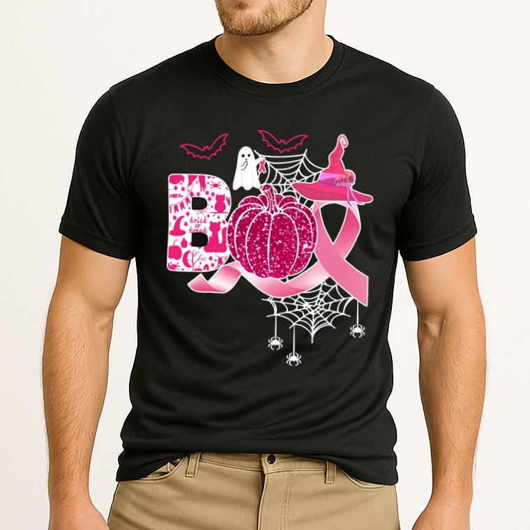Boo Halloween Pumpkin Pink Ribbon Witch Ghost Breast Cancer Cooling Performance Crew T-Shirt