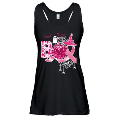 Boo Halloween Pumpkin Pink Ribbon Witch Ghost Breast Cancer Ladies Essential Flowy Tank