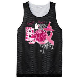 Boo Halloween Pumpkin Pink Ribbon Witch Ghost Breast Cancer Mesh Reversible Basketball Jersey Tank