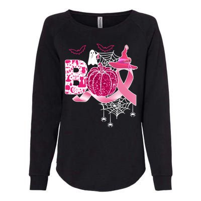 Boo Halloween Pumpkin Pink Ribbon Witch Ghost Breast Cancer Womens California Wash Sweatshirt