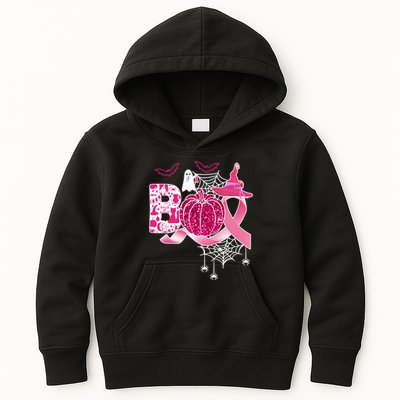Boo Halloween Pumpkin Pink Ribbon Witch Ghost Breast Cancer Kids Hoodie
