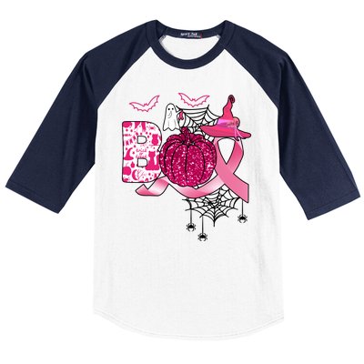 Boo Halloween Pumpkin Pink Ribbon Witch Ghost Breast Cancer Baseball Sleeve Shirt