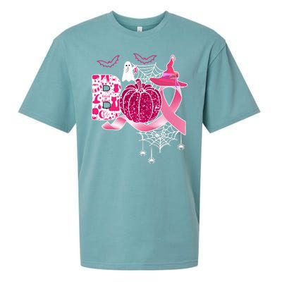 Boo Halloween Pumpkin Pink Ribbon Witch Ghost Breast Cancer Sueded Cloud Jersey T-Shirt