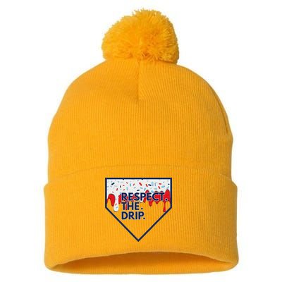 B.A.S.E.B.A.L.L Home Plate Drip For Ice Cream Spinkle Pom Pom 12in Knit Beanie