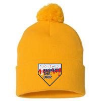 B.A.S.E.B.A.L.L Home Plate Drip For Ice Cream Spinkle Pom Pom 12in Knit Beanie