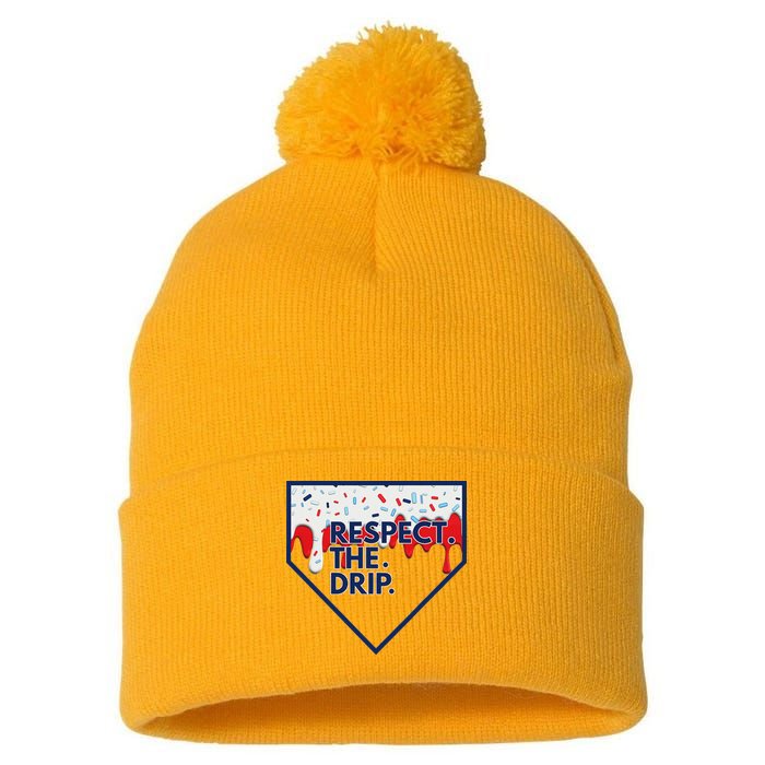 B.A.S.E.B.A.L.L Home Plate Drip For Ice Cream Spinkle Pom Pom 12in Knit Beanie