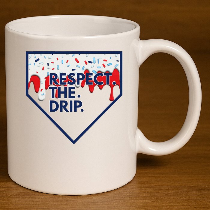 B.A.S.E.B.A.L.L Home Plate Drip For Ice Cream Spinkle 11oz C Handle Ceramic Mug