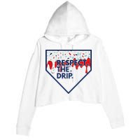 B.A.S.E.B.A.L.L Home Plate Drip For Ice Cream Spinkle Crop Fleece Hoodie