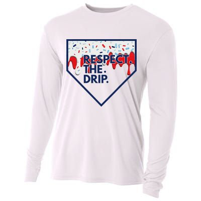 B.A.S.E.B.A.L.L Home Plate Drip For Ice Cream Spinkle Cooling Performance Long Sleeve Crew