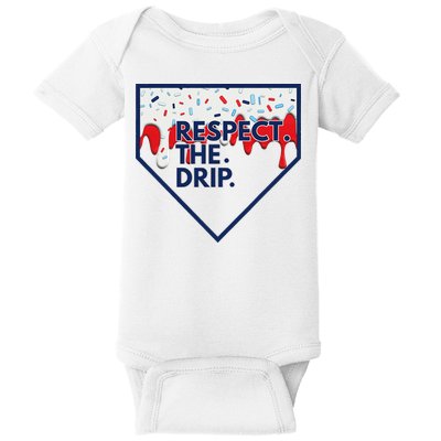 B.A.S.E.B.A.L.L Home Plate Drip For Ice Cream Spinkle Baby Bodysuit
