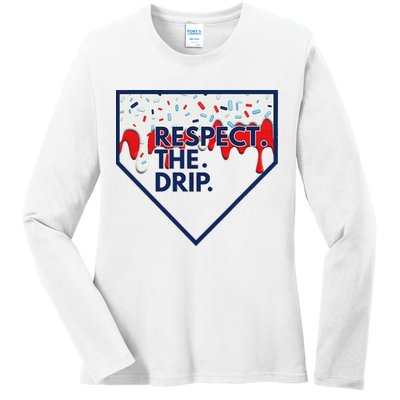 B.A.S.E.B.A.L.L Home Plate Drip For Ice Cream Spinkle Ladies Long Sleeve Shirt