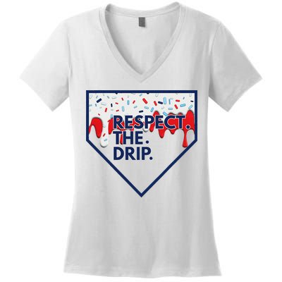 B.A.S.E.B.A.L.L Home Plate Drip For Ice Cream Spinkle Women's V-Neck T-Shirt