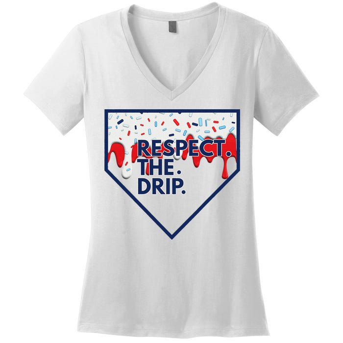 B.A.S.E.B.A.L.L Home Plate Drip For Ice Cream Spinkle Women's V-Neck T-Shirt