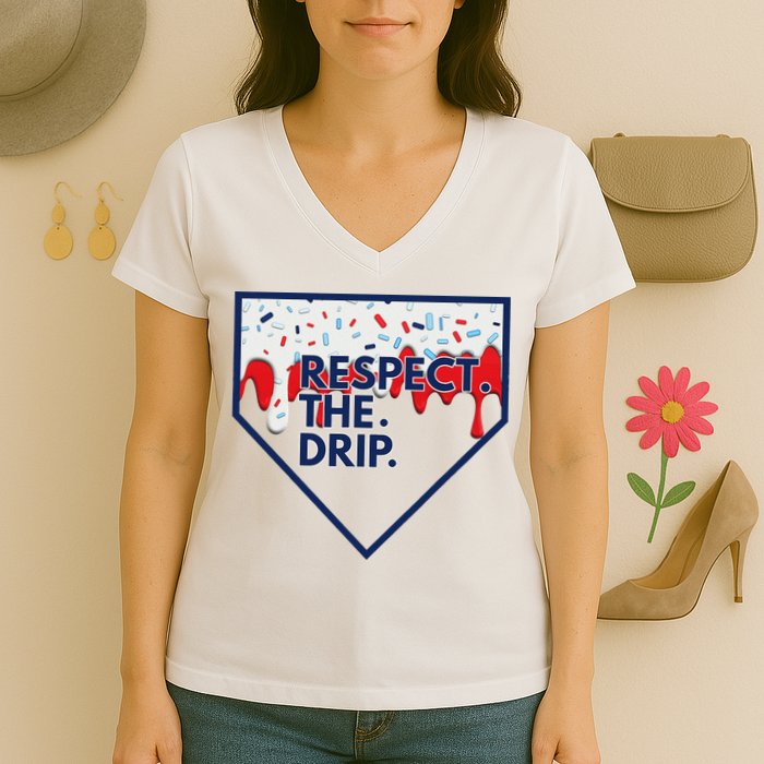 B.A.S.E.B.A.L.L Home Plate Drip For Ice Cream Spinkle Women's V-Neck T-Shirt