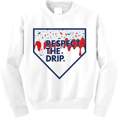 B.A.S.E.B.A.L.L Home Plate Drip For Ice Cream Spinkle Kids Sweatshirt