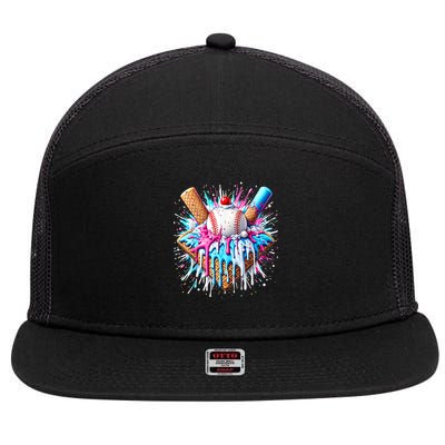 Baseball Home Plate Drip Ice Cream Spinkle Baseball Home Plate Ice Cream Drip Fun Sports Lover  7 Panel Mesh Trucker Snapback Hat