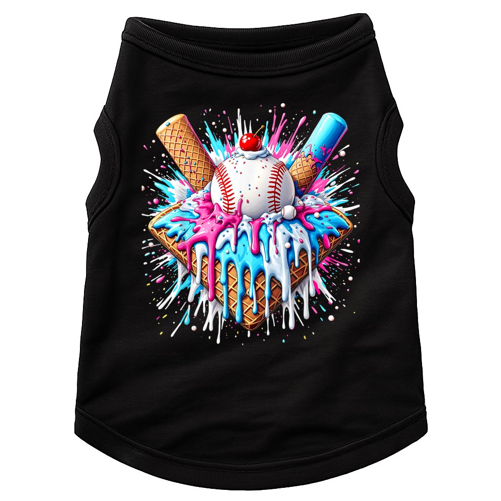 Baseball Home Plate Drip Ice Cream Spinkle Baseball Home Plate Ice Cream Drip Fun Sports Lover  Doggie Tank