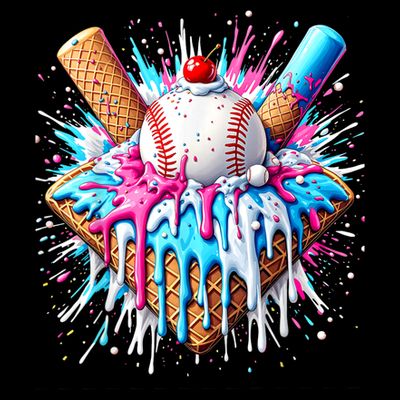 Baseball Home Plate Drip Ice Cream Spinkle Baseball Home Plate Ice Cream Drip Fun Sports Lover  T-Shirt