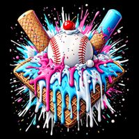 Baseball Home Plate Drip Ice Cream Spinkle Baseball Home Plate Ice Cream Drip Fun Sports Lover  T-Shirt