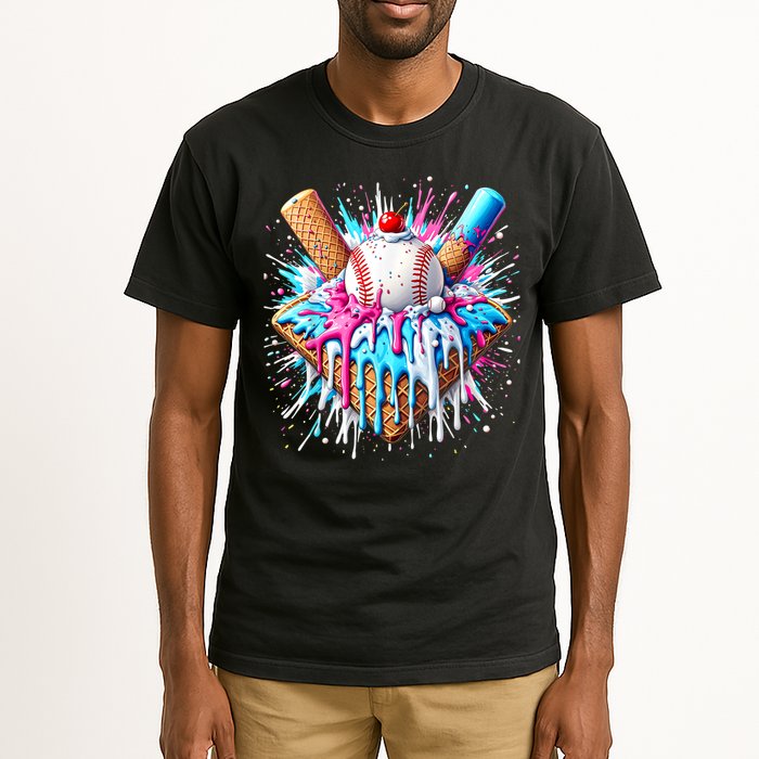 Baseball Home Plate Drip Ice Cream Spinkle Baseball Home Plate Ice Cream Drip Fun Sports Lover  Tall T-Shirt