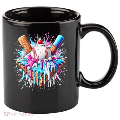 Baseball Home Plate Drip Ice Cream Spinkle Baseball Home Plate Ice Cream Drip Fun Sports Lover  11oz C Handle Ceramic Mug