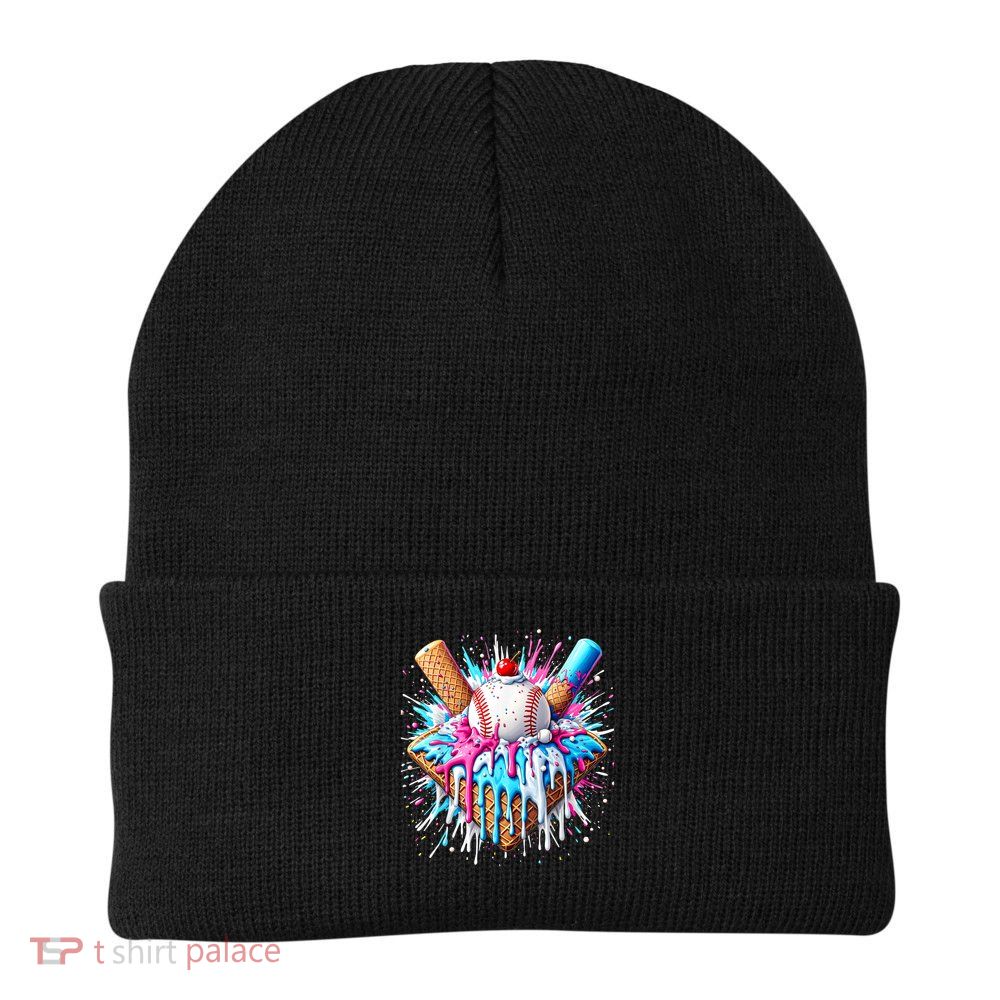 Baseball Home Plate Drip Ice Cream Spinkle Baseball Home Plate Ice Cream Drip Fun Sports Lover  Beanie