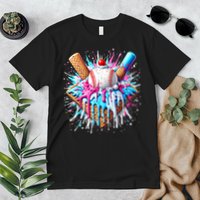 Baseball Home Plate Drip Ice Cream Spinkle Baseball Home Plate Ice Cream Drip Fun Sports Lover  Premium T-Shirt