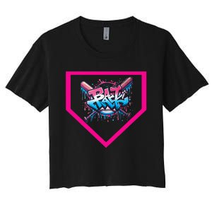 B.A.S.E.B.A.Ll Home Plate Graffiti Women's Crop Top Tee