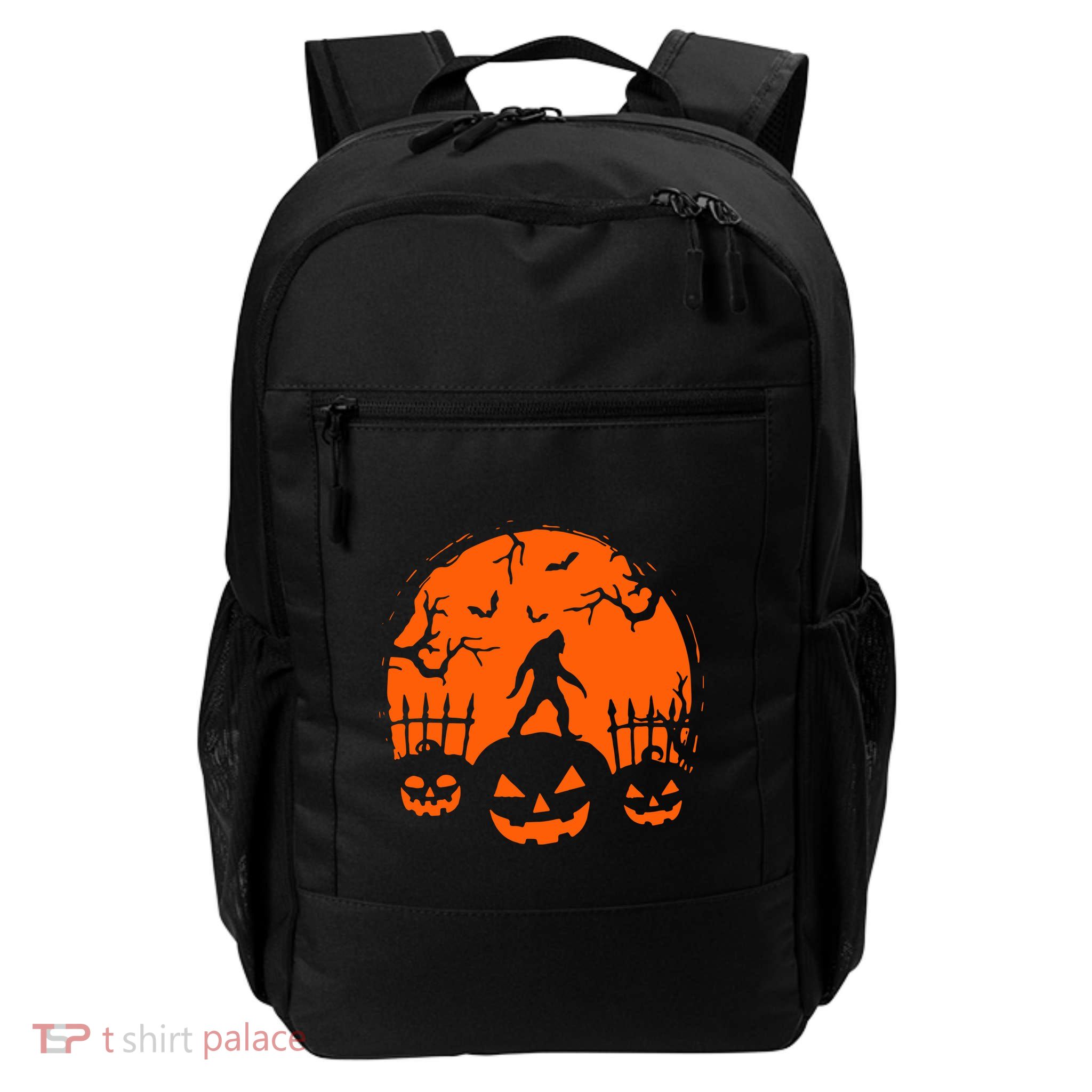 Bigfoot Halloween Pumpkin Head Horror Spooky Backpack