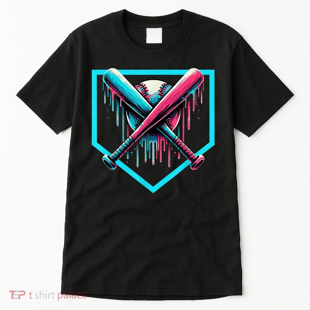 Baseball Home Plate Drip Boys Baseball Bat Baseball Drip Tall T-Shirt