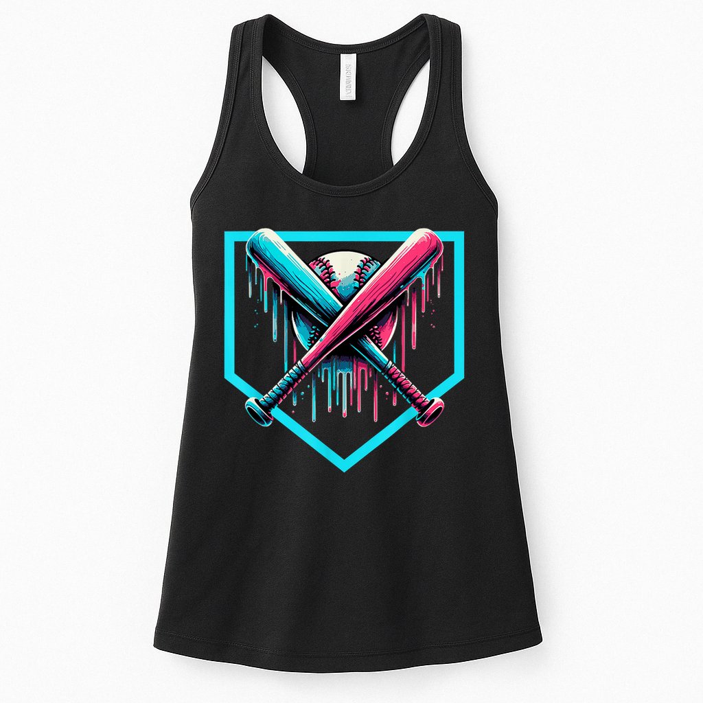 Baseball Home Plate Drip Boys Baseball Bat Baseball Drip Womens Tank Top