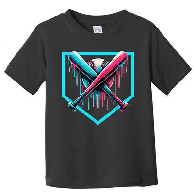 Baseball Home Plate Drip Boys Baseball Bat Baseball Drip Toddler T-Shirt
