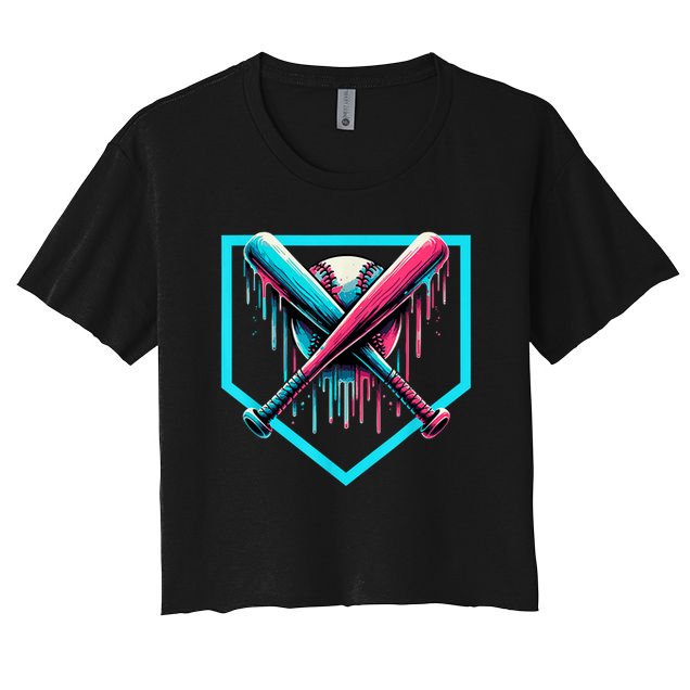 Baseball Home Plate Drip Boys Baseball Bat Baseball Drip Crop Top