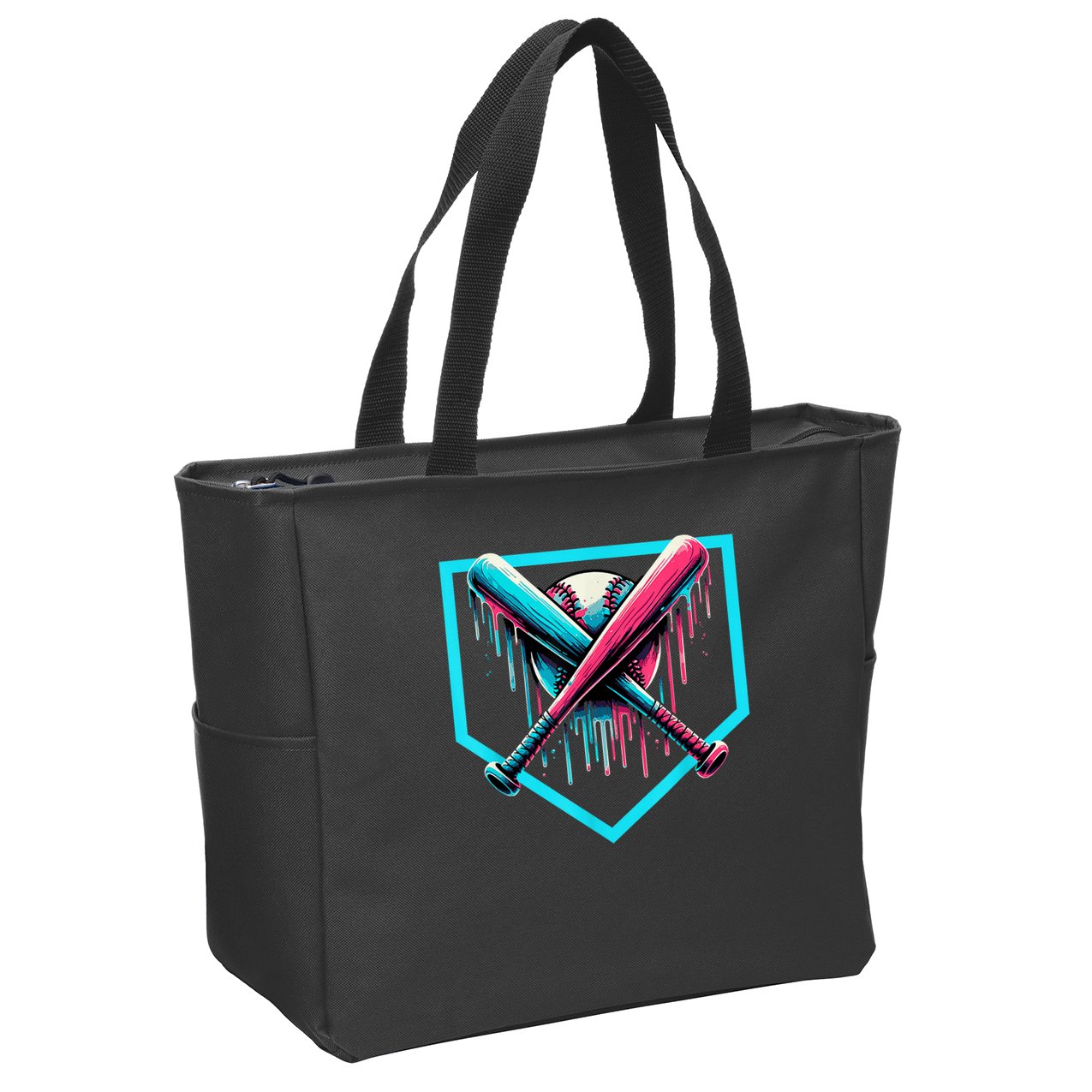 Baseball Home Plate Drip Boys Baseball Bat Baseball Drip Zip Tote Bag