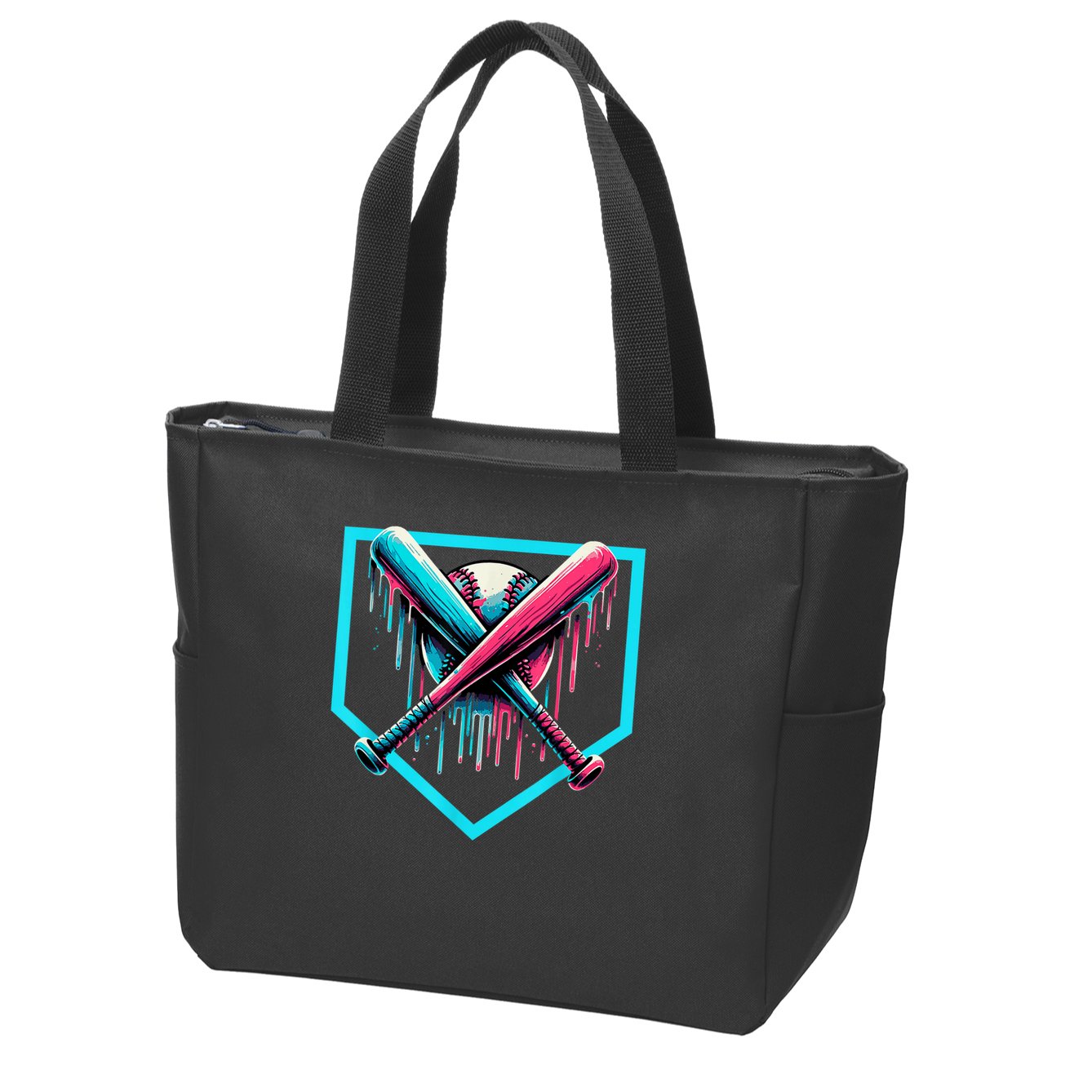 Baseball Home Plate Drip Boys Baseball Bat Baseball Drip Zip Tote Bag