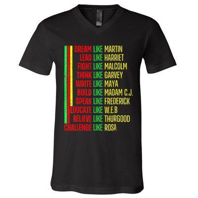 Black History Pride Martin Black Afro African V-Neck T-Shirt