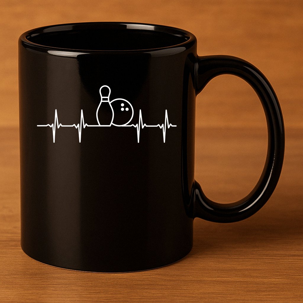 Bowling Heartbeat Pulse Gift 11oz C Handle Ceramic Mug