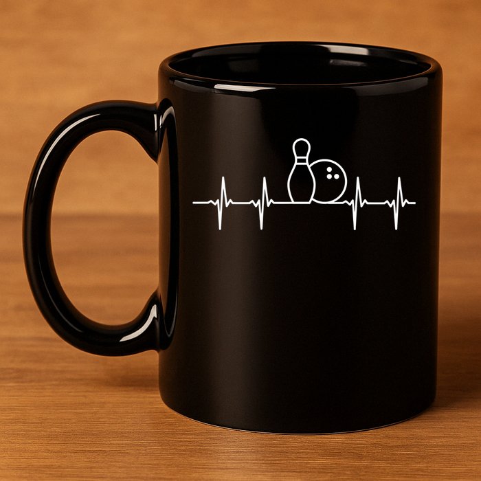 Bowling Heartbeat Pulse Gift 11oz C Handle Ceramic Mug