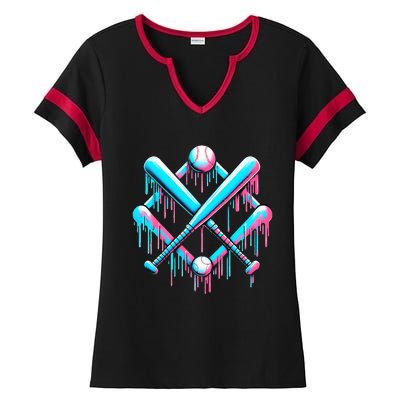 B.A.S.E.B.A.L.L Home Plate Drip For Ice Cream Spinkle Ladies Halftime Notch Neck Tee