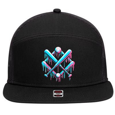 B.A.S.E.B.A.L.L Home Plate Drip For Ice Cream Spinkle 7 Panel Mesh Trucker Snapback Hat