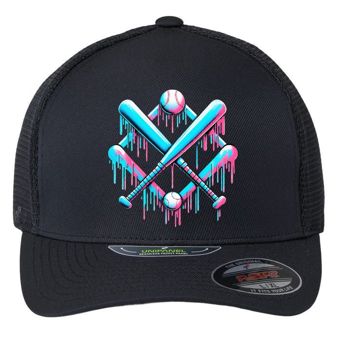 B.A.S.E.B.A.L.L Home Plate Drip For Ice Cream Spinkle Flexfit Unipanel Trucker Cap