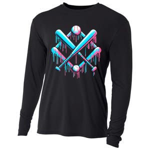 B.A.S.E.B.A.L.L Home Plate Drip For Ice Cream Spinkle Cooling Performance Long Sleeve Crew