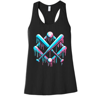 B.A.S.E.B.A.L.L Home Plate Drip For Ice Cream Spinkle Women's Racerback Tank