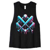 B.A.S.E.B.A.L.L Home Plate Drip For Ice Cream Spinkle Women's Racerback Cropped Tank